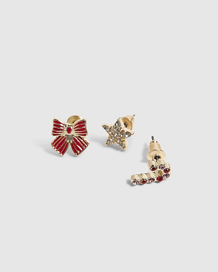 Girls Christmas Earring Studs Pack of 3