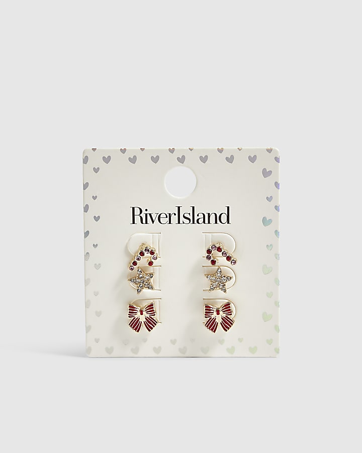 Girls Christmas Earring Studs Pack of 3