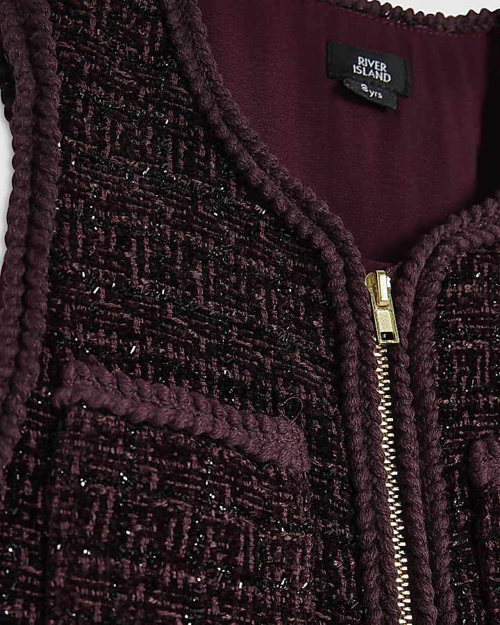 Girls Purple Boucle Waistcoat Set