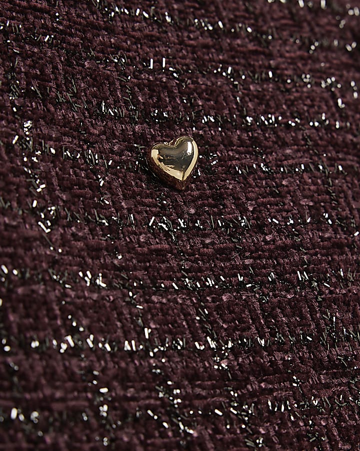Girls Purple Boucle Heart Stud Skirt