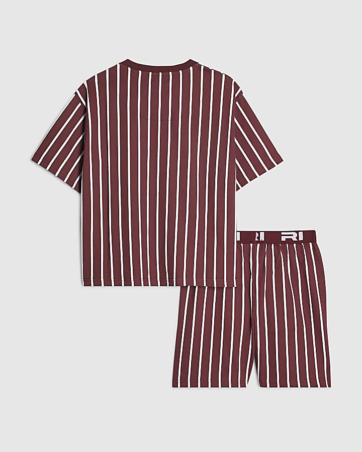 Boys Burgundy Stripe Pyjamas Set