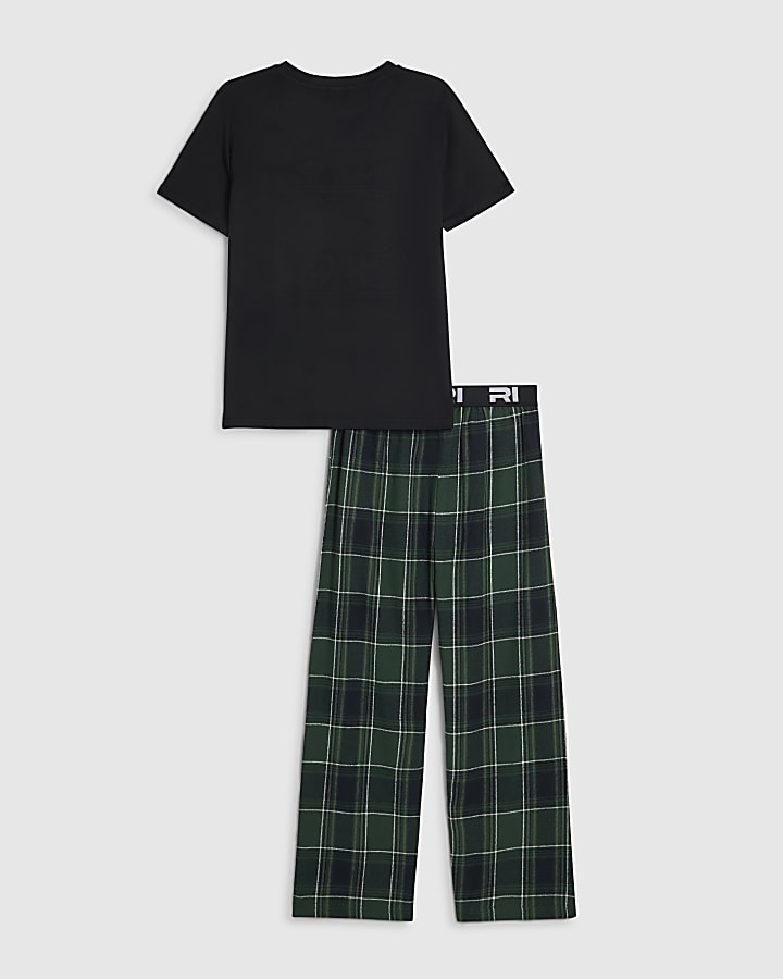Boys Green 99 Graphic Check Pyjamas Set