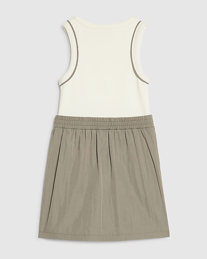 Mini Girls Khaki Hybrid Nylon Dress