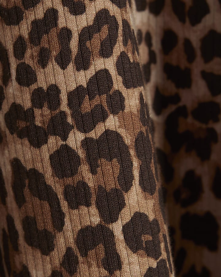 Girls Brown Leopard Polo Dress