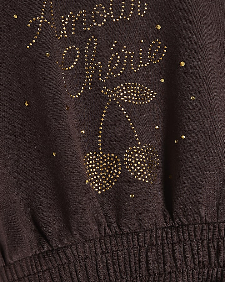 Girls Brown Premium Embellished Jumper Dress