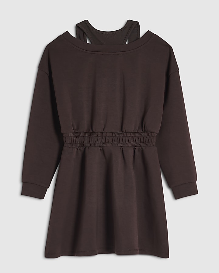 Girls Brown Premium Embellished Jumper Dress