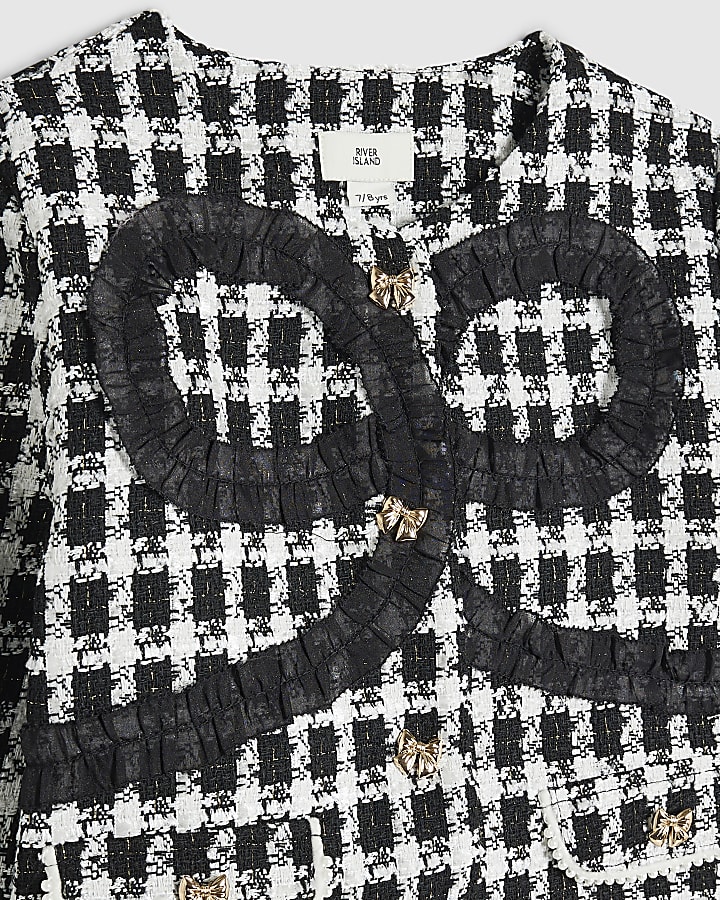 Girls Black Boucle Bow Jacket
