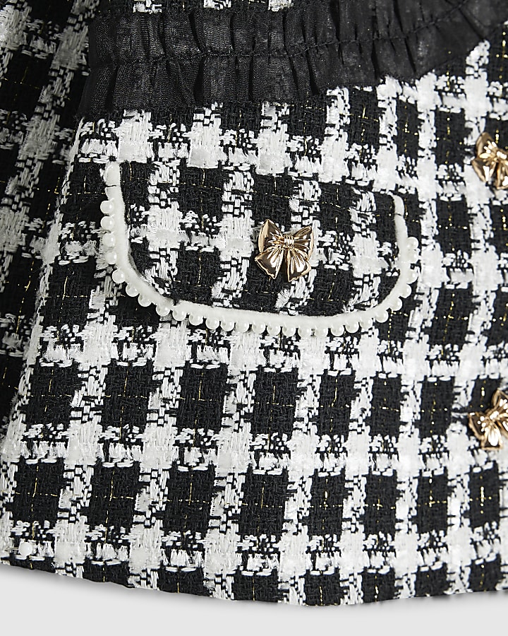 Girls Black Boucle Bow Jacket