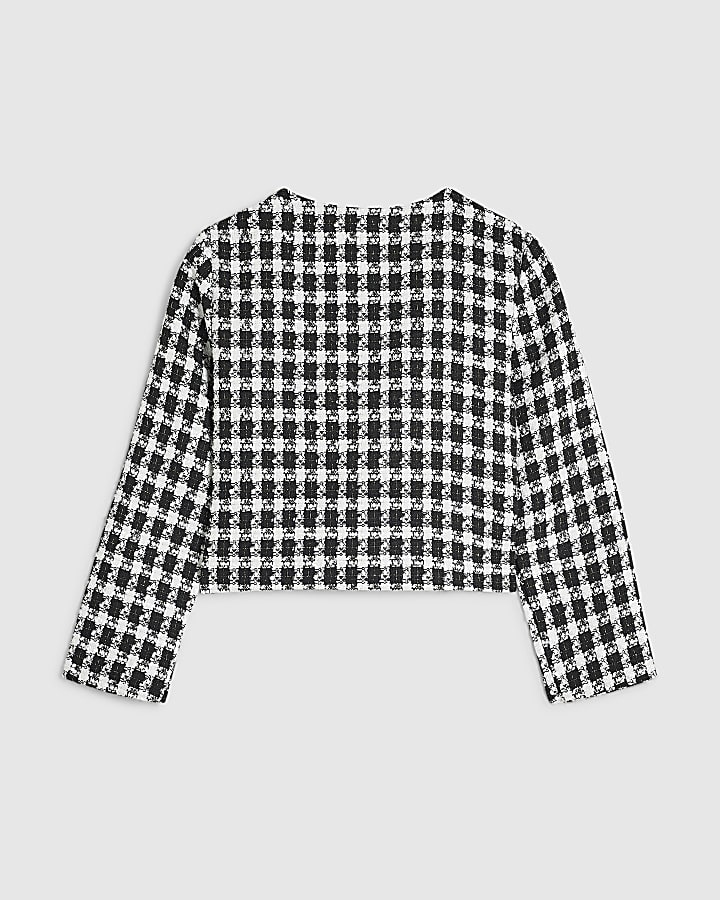 Girls Black Boucle Bow Jacket