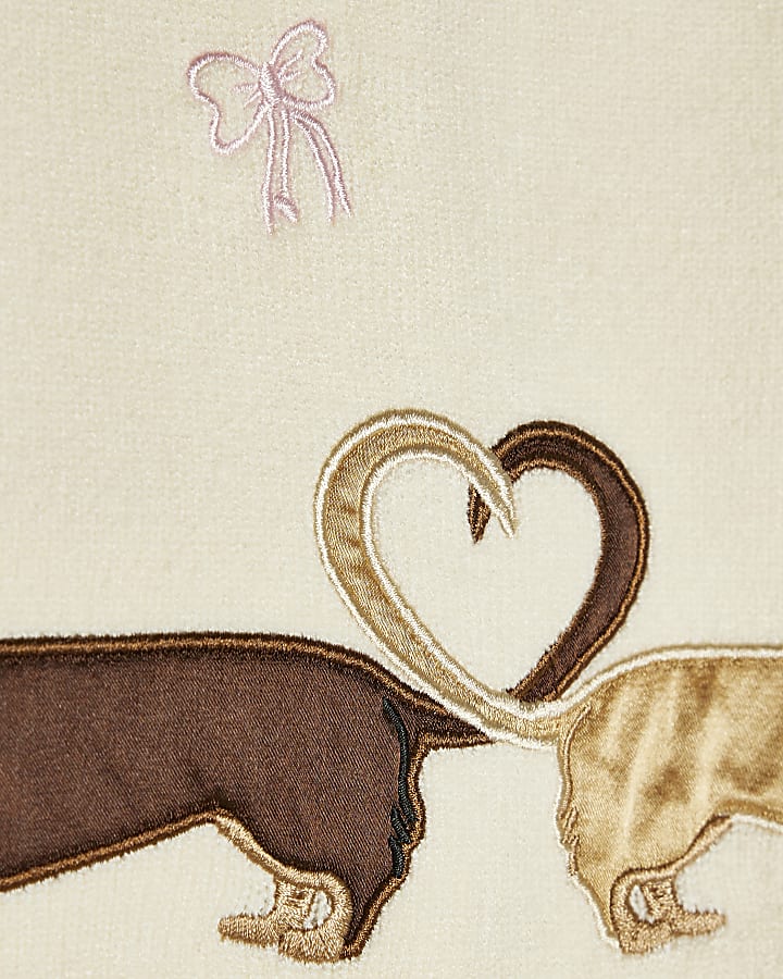 Baby Girls Cream Sausage Dog Cardigan Set