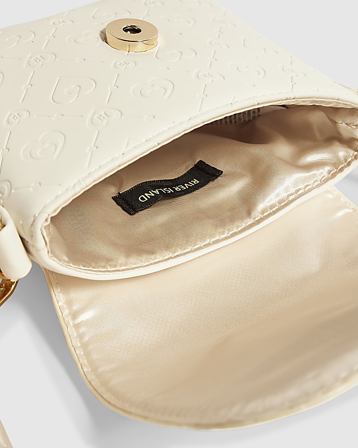 Girls Cream Monogrammed Kendal Crossbody Bag