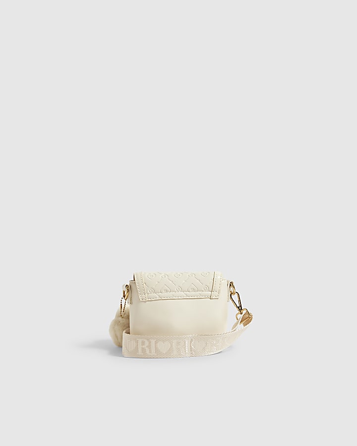 Girls Cream Monogrammed Kendal Crossbody Bag