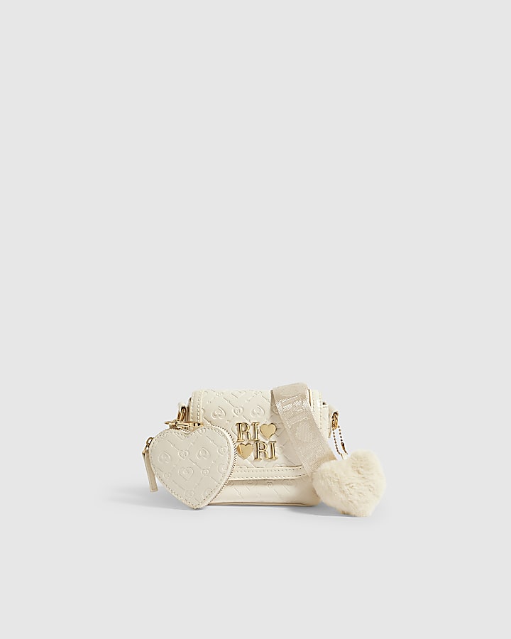 Girls Cream Monogrammed Kendal Crossbody Bag