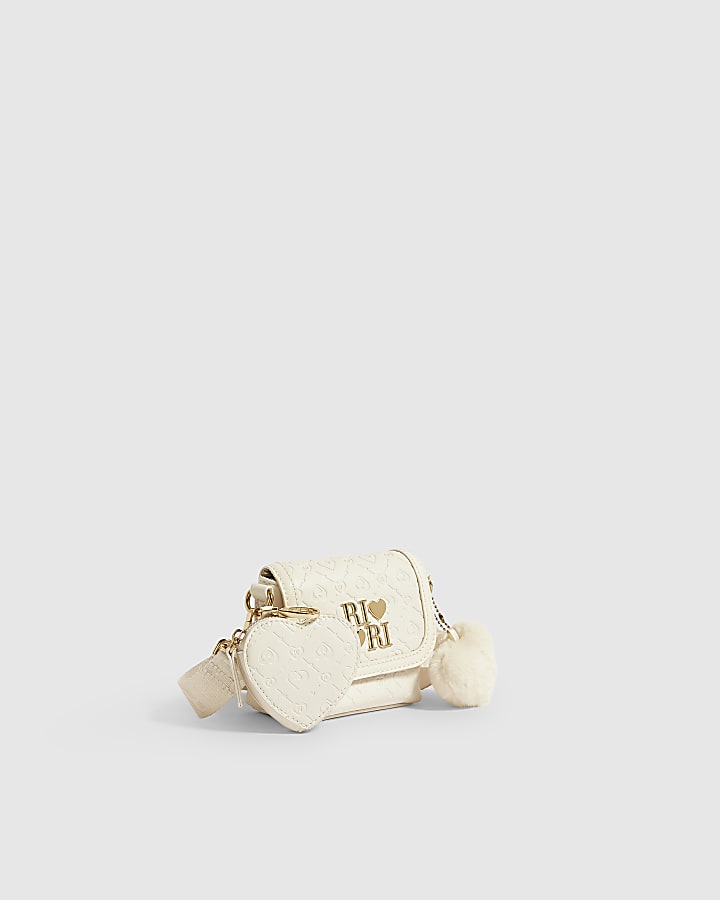 Girls Cream Monogrammed Kendal Crossbody Bag