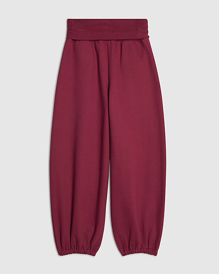 Girls Red Fold Over New York Joggers