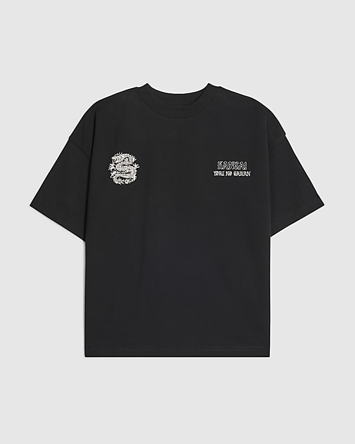 Boys Black Japanese Dragon T-Shirt
