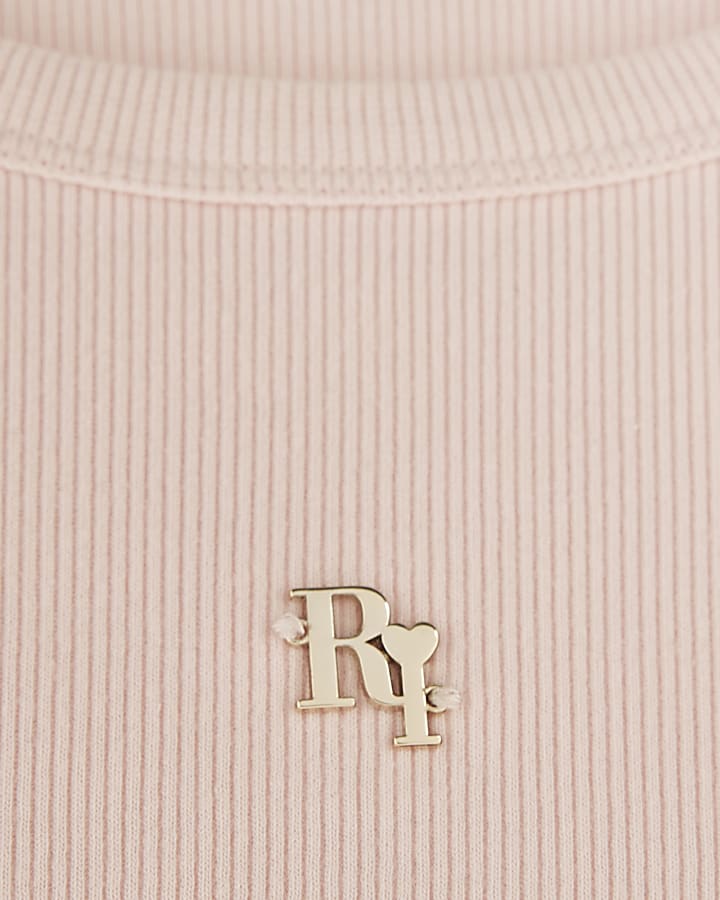 Girls Pink 3D Bow Long Sleeve Top
