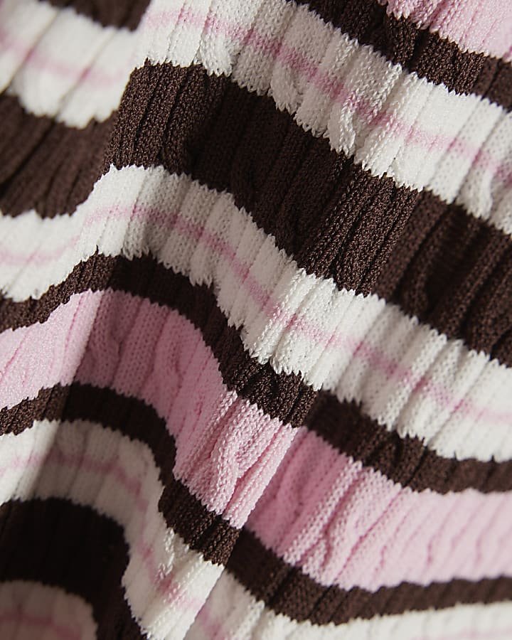Girls Pink Stripe Polo Top