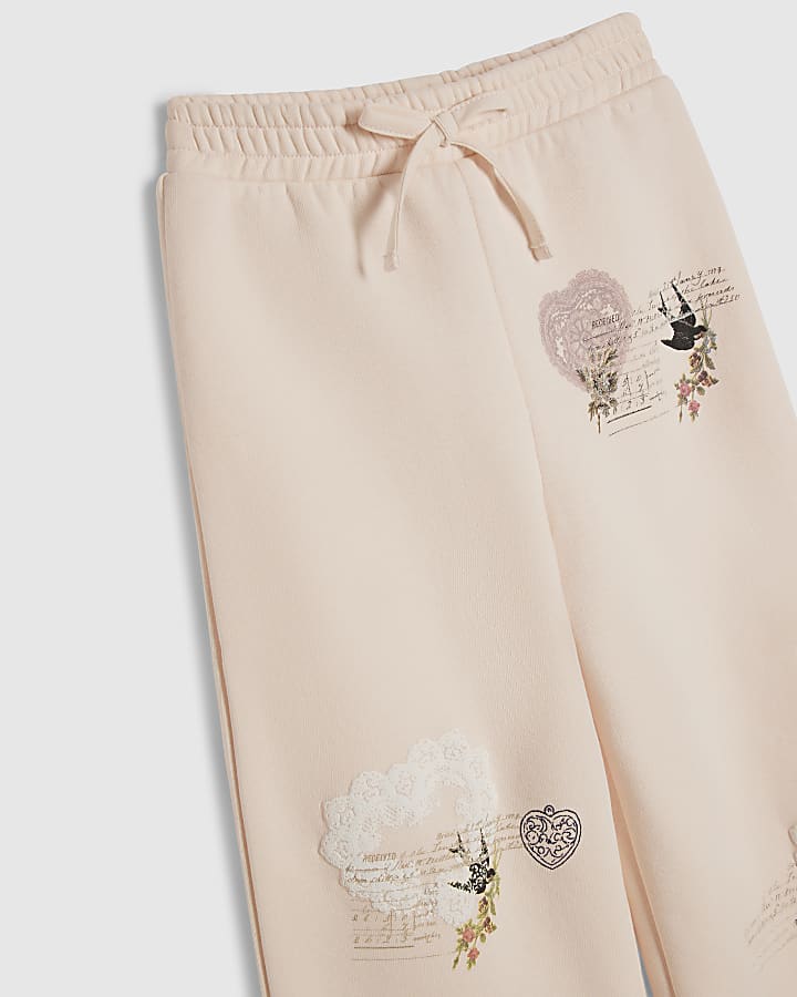 Mini Girls Pink Poetcore Wide Leg Joggers