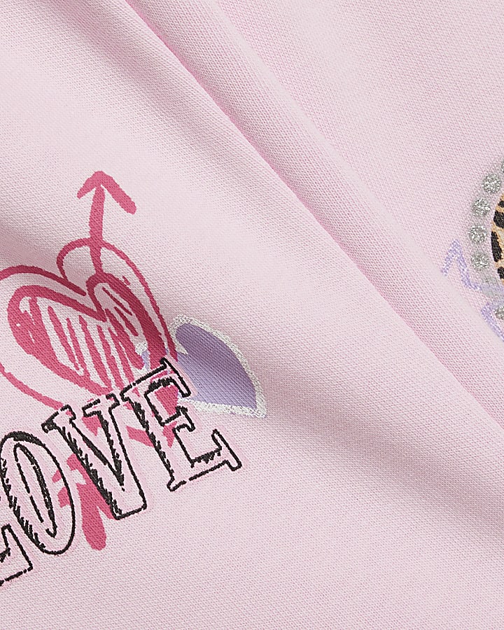 Mini Girls Pink Graffiti Zip Hoodie Set