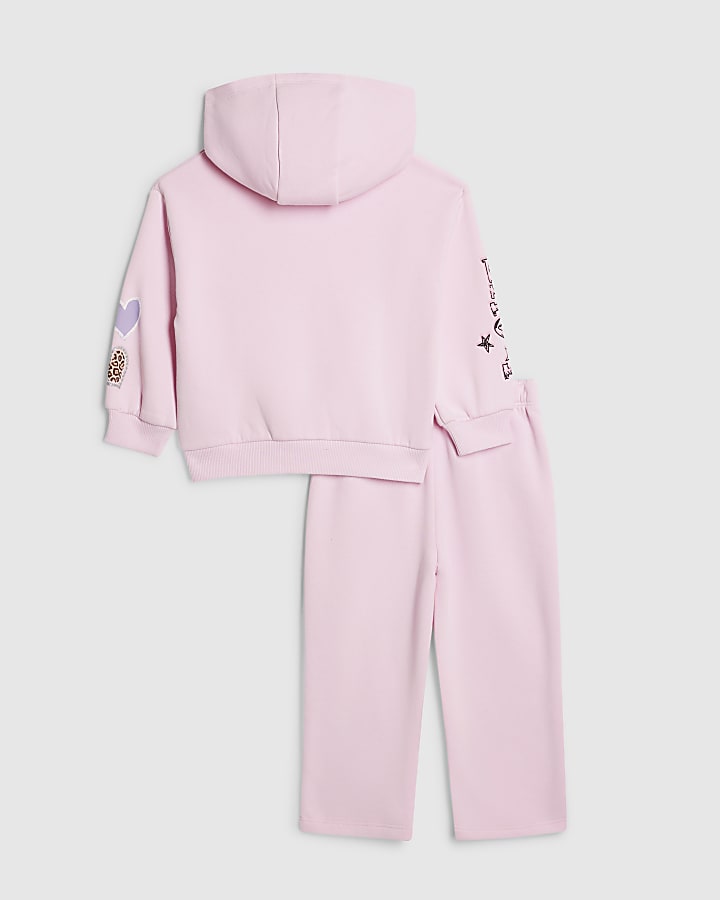 Mini Girls Pink Graffiti Zip Hoodie Set
