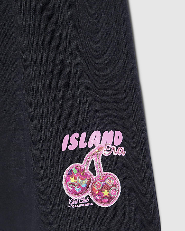 Girls Navy RI Cherry T-Shirt And Shorts Set
