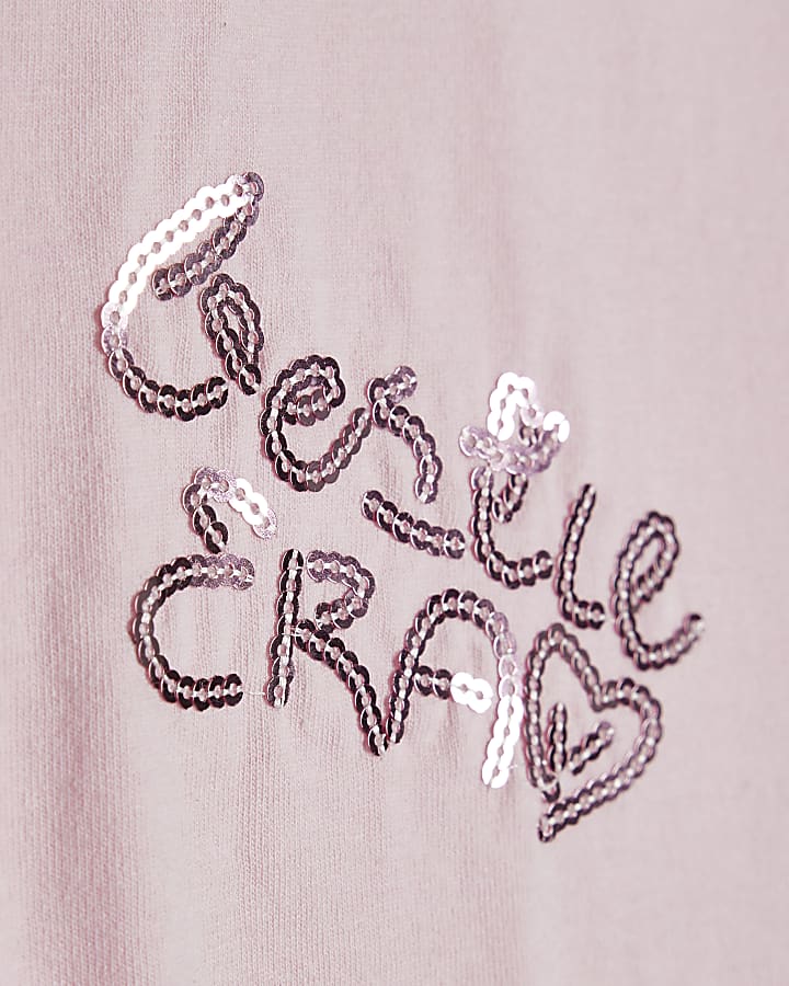 Girls Pink Icon Embellished T-Shirt