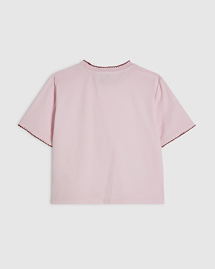Girls Pink Icon Embellished T-Shirt