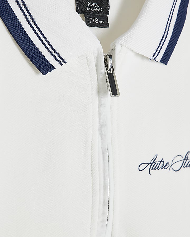 Boys White Polo Shirt And Joggers Set
