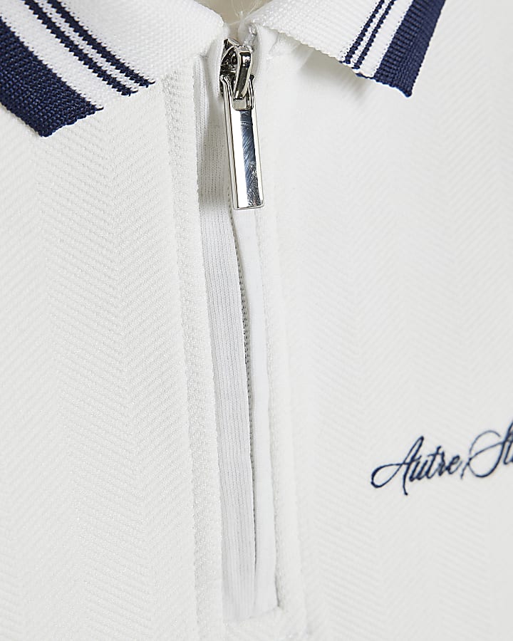 Mini Boys White Polo Shirt And Joggers Set