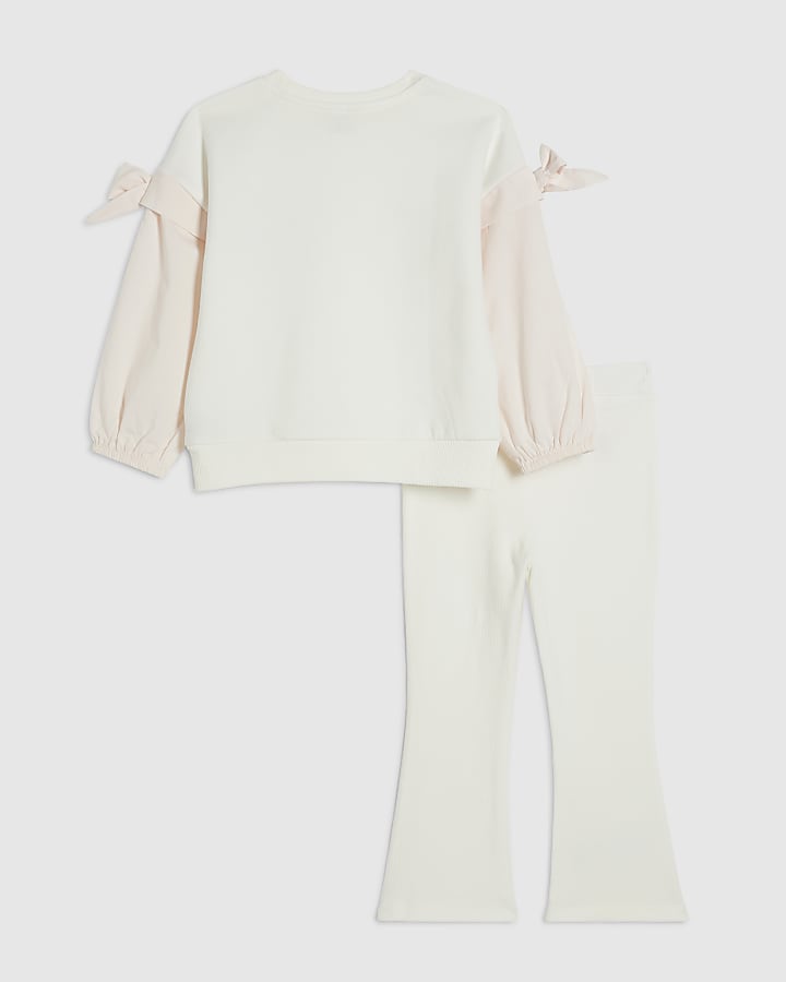 Mini Girls Cream Floral Sweatshirt Set