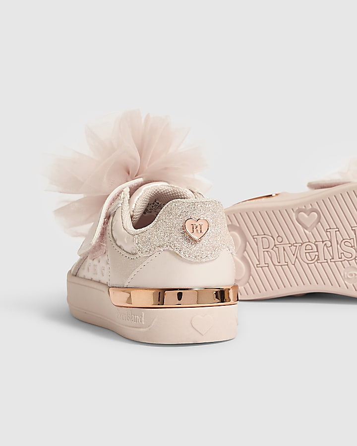 Mini Girls Pink Ruffle Flower Trainers
