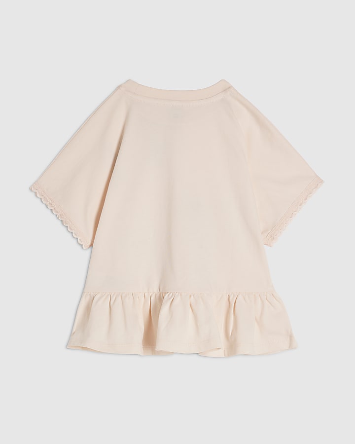 Mini Girls Pink Floral Graphic T-Shirt