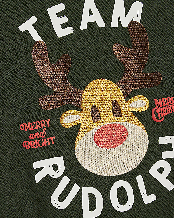 Mini Boys Green Rudolph Sweatshirt Set