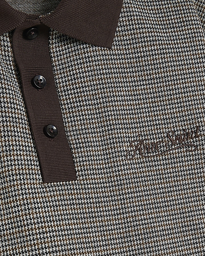 Boys Brown Check Polo Shirt Set