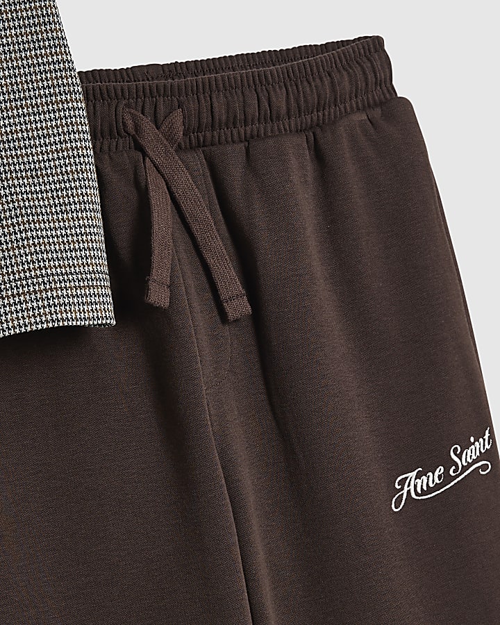 Boys Brown Check Polo Shirt Set