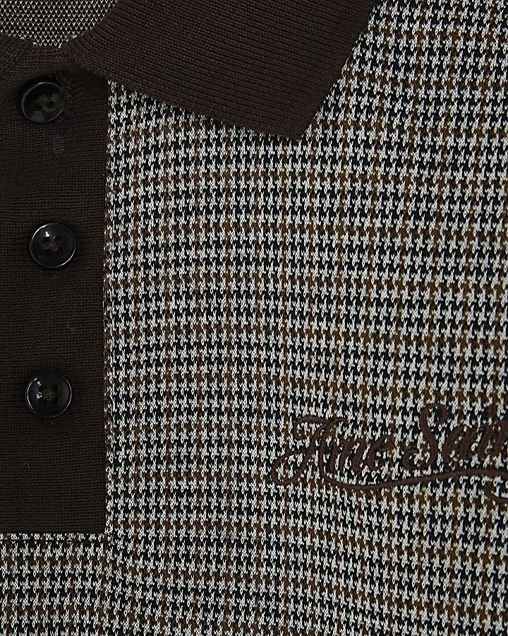 Mini Boys Brown Check Polo Shirt Set