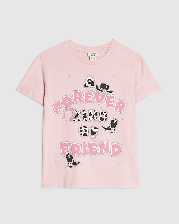 Mini Girls Pink Kind Of Friend T-Shirt