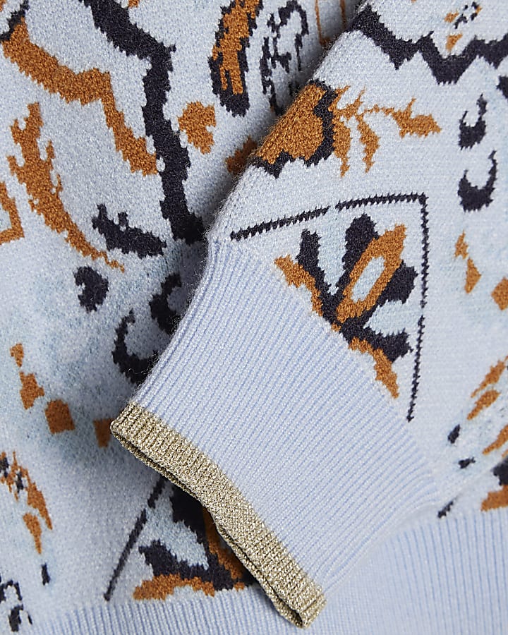 Girls Blue Tapestry Jumper