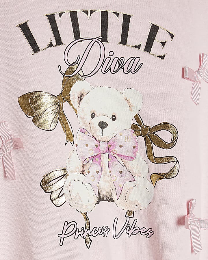 Mini Girls Pink Little Diva Bear Sweatshirt