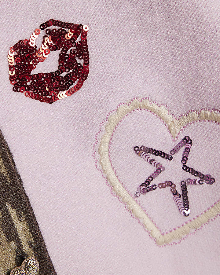 Mini Girls Pink Leopard Placket Cardigan