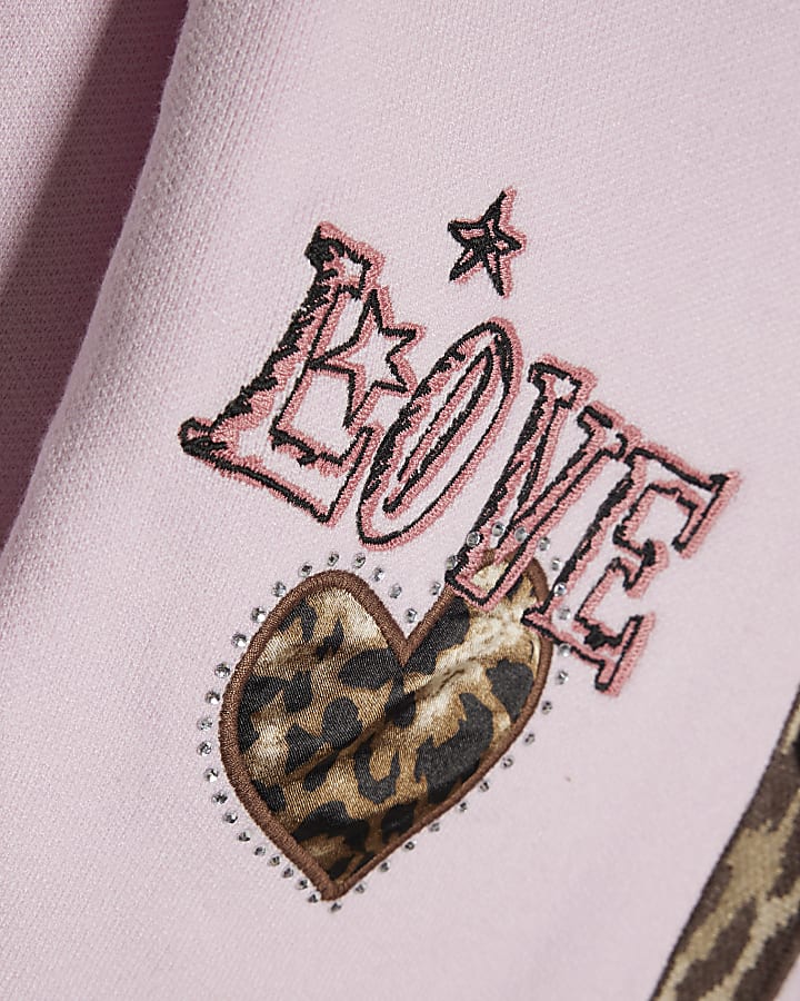 Girls Pink Leopard Placket Cardigan