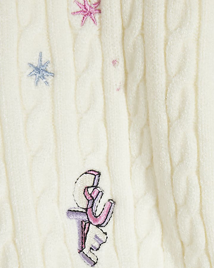 Mini Girls Cream Knit Doodle Jumper