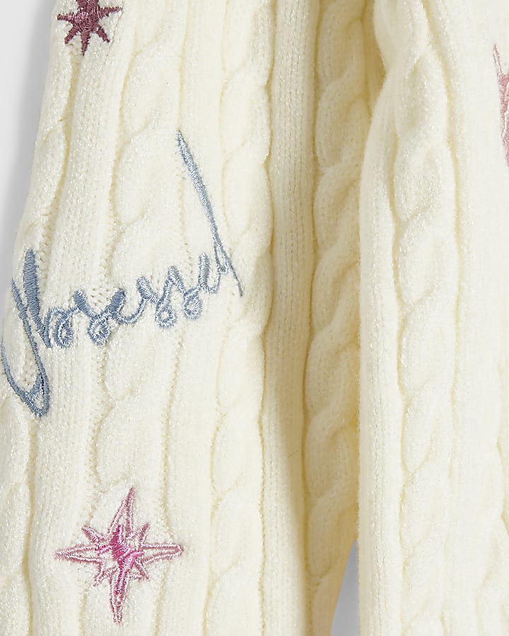 Mini Girls Cream Knit Doodle Jumper
