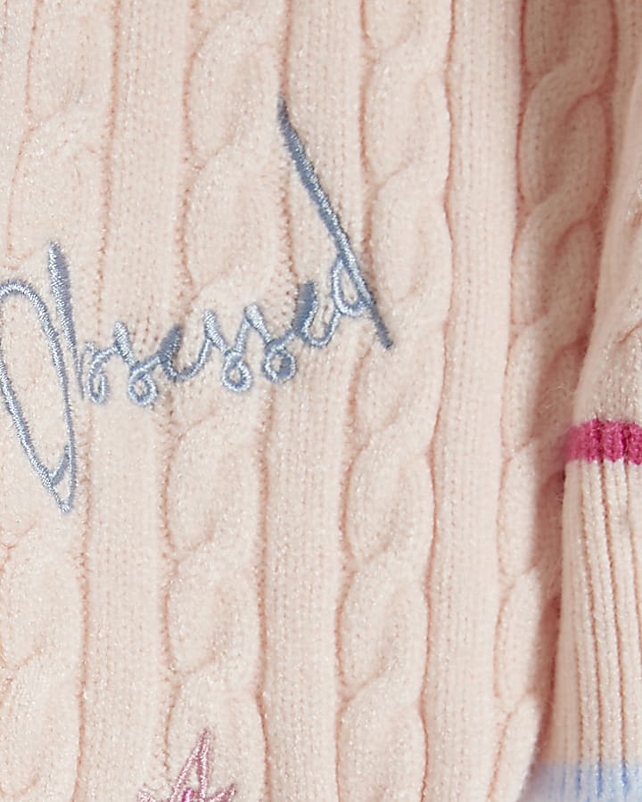 Girls Pink Knit Doodle Jumper