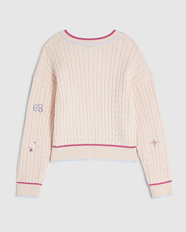 Girls Pink Knit Doodle Jumper