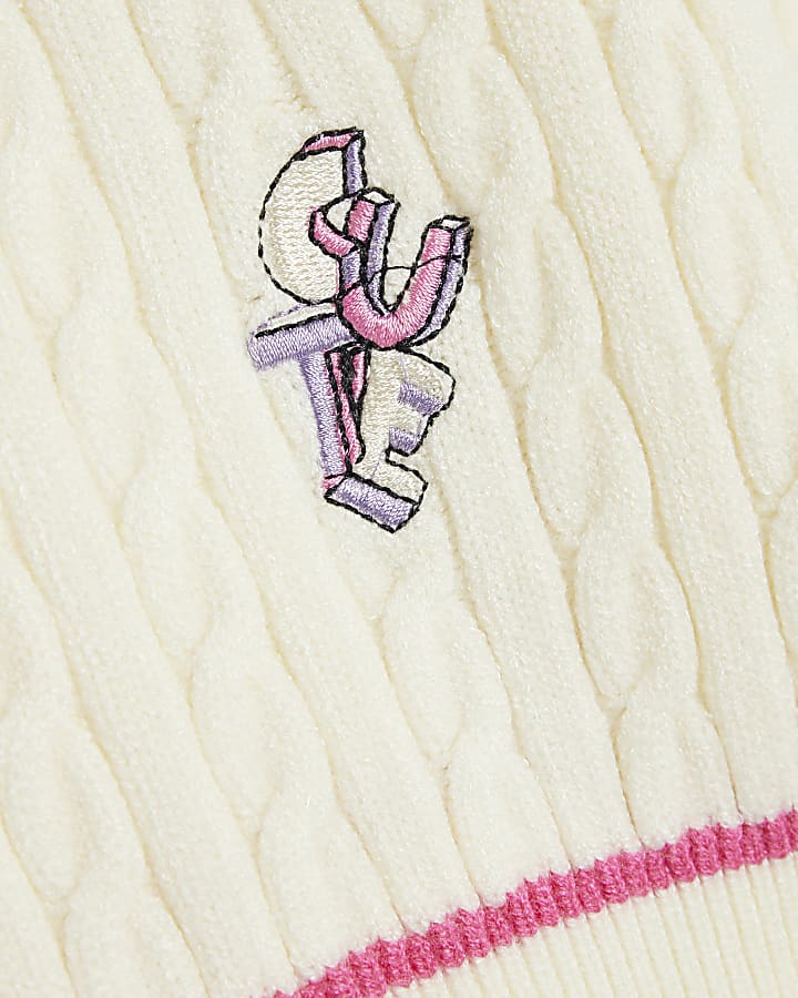 Girls Cream Knit Doodle Jumper