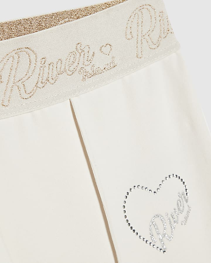 Girls Cream Zip RI Heart Hoodie Set