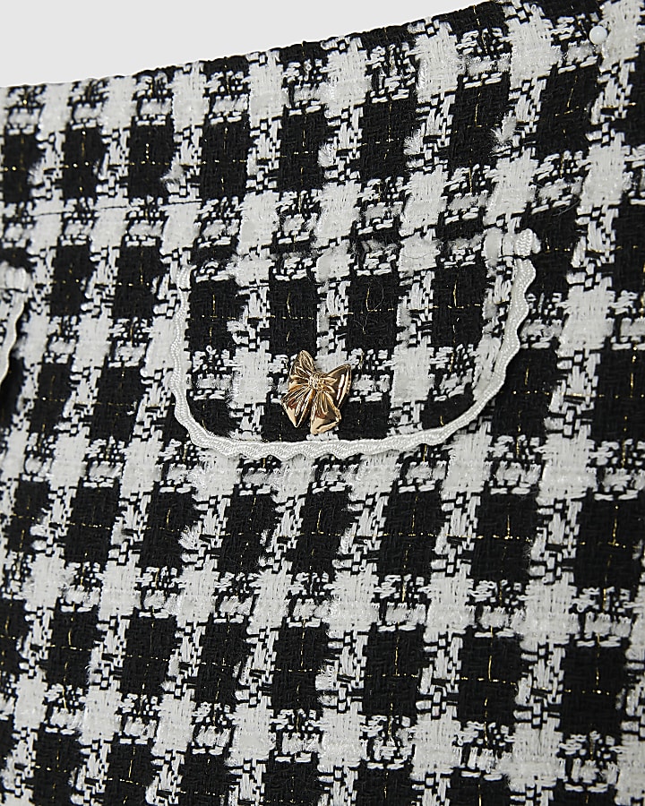 Mini Girls Black Boucle Heart Jacket Set