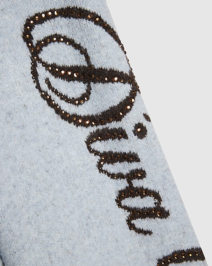 Girls Blue Diva Mood Embellished Trousers